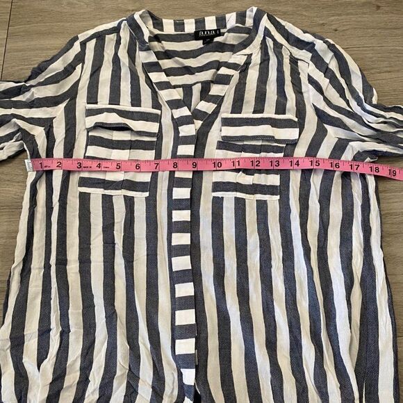 A.N.A striped casual button down with front pockets size Small Petite - Picture 6 of 7